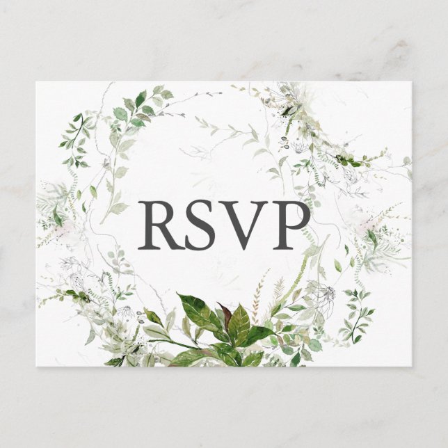 Postal De Invitación Vegetación botánica de la boda moderna RSVP (Anverso)