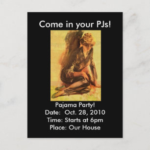 Postal De Invitación ¡Ven a tus PJs!, invita Fiesta Pajama