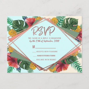 Postal De Invitación Verano Tropical Hojas de Piña Floral RSVP