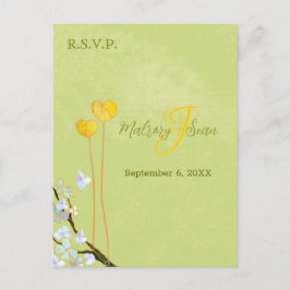 Postal De Invitación Verano Verde Dos Corazones Boda RSVP