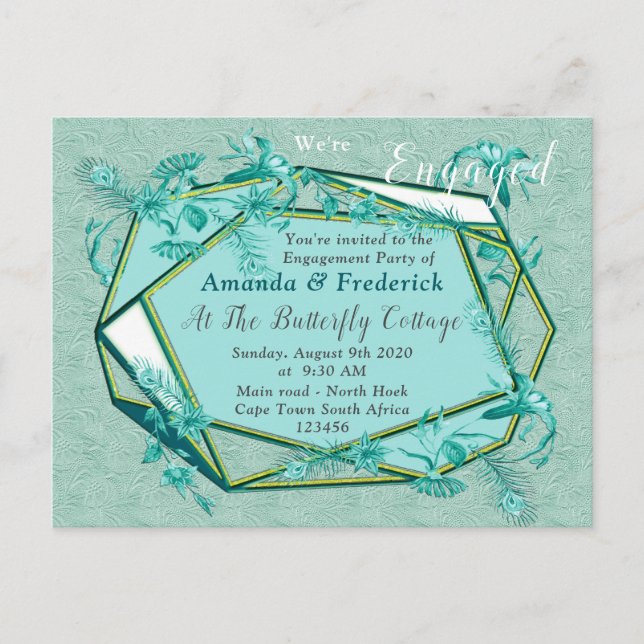 Postal De Invitación Verde esmeralda sobre un respaldo de textura escul (Anverso)