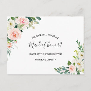 Postal De Invitación Verdor elegante doncella de honor floral