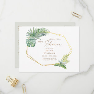 Postal De Invitación Verdor tropical Ducha geométrica de novia