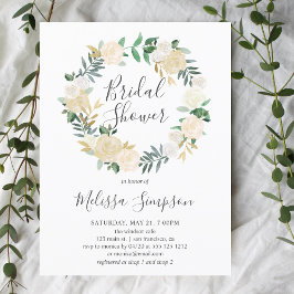 Postal De Invitación Verdor Y Flores Blancas Ducha Bridal