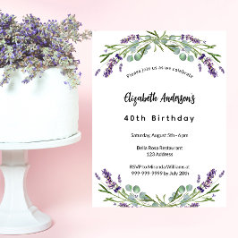 Postal De Invitación Vergüenza de cumpleaños florals eucalipto vegetaci