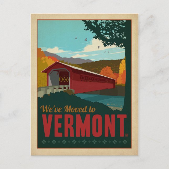 Postal De Invitación Vermont | Nos hemos mudado (Anverso)