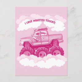 Postal De Invitación Versión rosa Me Encanta Monster Trucks Imagen