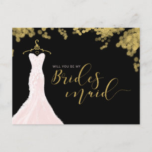 Postal De Invitación Vestido boda Oro Negro Serás Novia