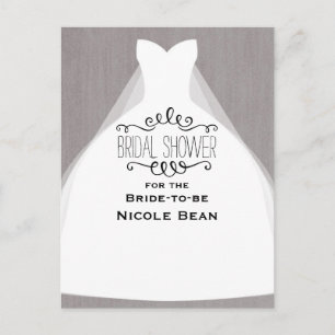 Postal De Invitación Vestido de Novia Glamour Moderno Desfile Nupcial G