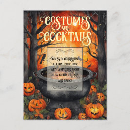 Postal De Invitación Vestidos y cócteles Halloween Fiesta acuarela