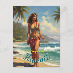 Postal De Invitación Viaje de estilo vintage en Hawái Honolulu Mid-Paci