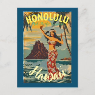 Postal De Invitación Viaje de estilo vintage en Hawái Honolulu Mid-Paci