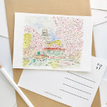 Postal De Invitación Viaje en acuarela de flores de cerezo japonesas<br><div class="desc">Una postal de viaje con acuarela pintada con gusto,  en la que aparecen las flores de cerezo en Japón.</div>