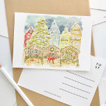Postal De Invitación Viajes acuáticos en el mercado de Navidades aleman<br><div class="desc">Una postal de viaje acuática pintada con gusto,  con un mercado tradicional de Navidades en Alemania.</div>
