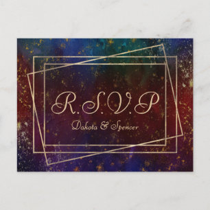Postal De Invitación Vibrant Wisps   Jewel Tone Watercolor RSVP