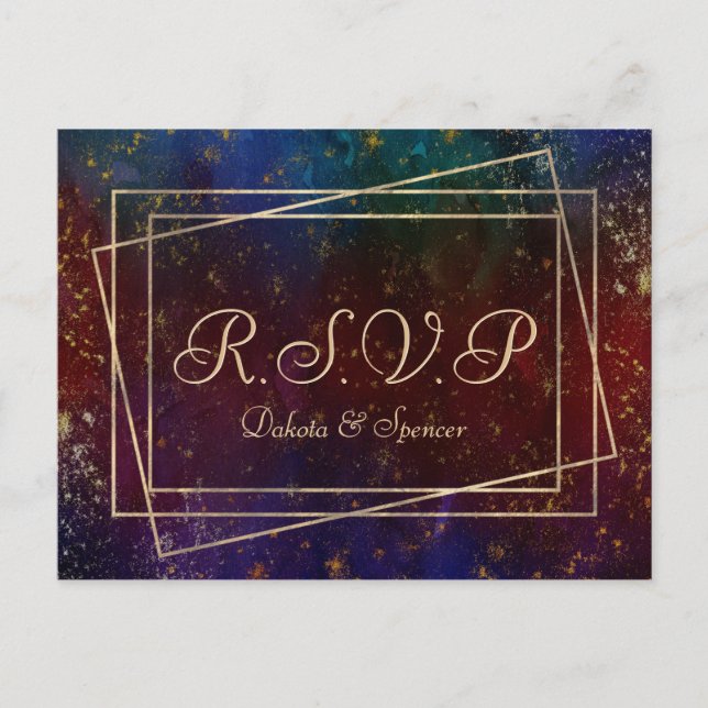 Postal De Invitación Vibrant Wisps | Jewel Tone Watercolor RSVP (Anverso)