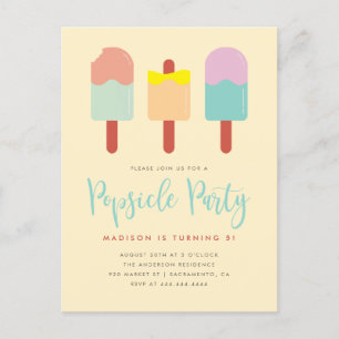 Postal De Invitación Vibrante Fiesta de Popsicle Colorido Verano Cumple