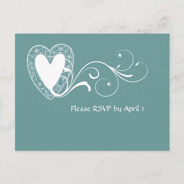 Postal De Invitación Victorian Lace Heart RSVP (Anverso)