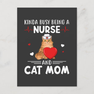 Postal De Invitación Vida de enfermería Enfermera Y Gato Mamá