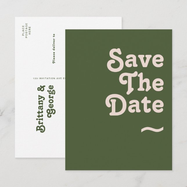 Postal De Invitación Videos retro simples | El verde oliva salva la fec (Anverso / Reverso)