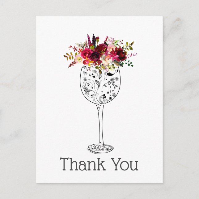 Postal De Invitación vino, carta de agradecimiento (Anverso)
