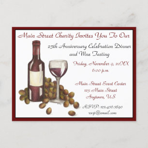 Postal De Invitación Vino degustación de cócteles Fiesta Uvas Botella d