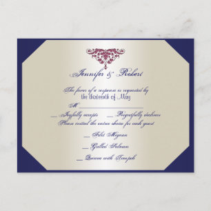 Postal De Invitación Vino marfileño Damask Wedding RSVP