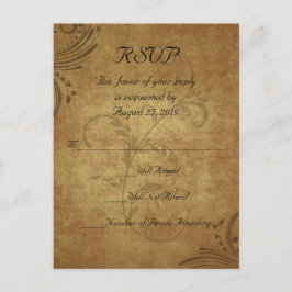 Postal De Invitación Vintage Antiguo Teastain Swirl Wedding RSVP Respue