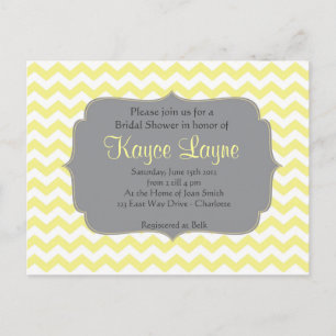 Postal De Invitación Vintage Chevron amarillo