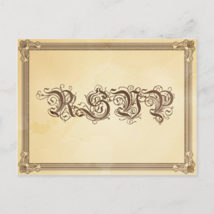 Postal De Invitación Vintage Cream & Brown Poster Wedding RSVP