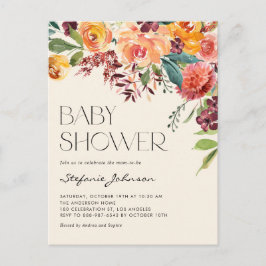Postal De Invitación Vintage Fall Floral Bouquet Autumn Baby Shower