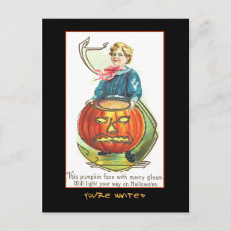 Postal De Invitación Vintage Halloween Party Invitado Con Sangriento Te