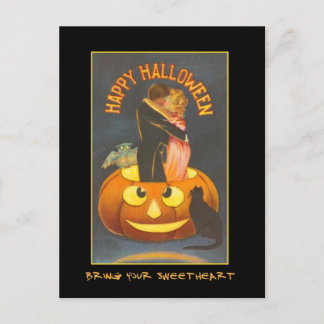 Postal De Invitación Vintage Halloween Party Invitado Con Sangriento Te