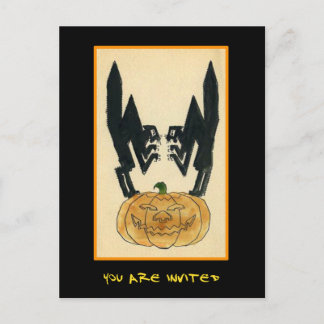 Postal De Invitación Vintage Halloween Party Invitado Con Sangriento Te