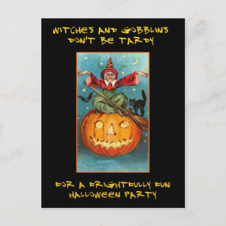 Postal De Invitación Vintage Halloween Party Invitado Con Sangriento Te
