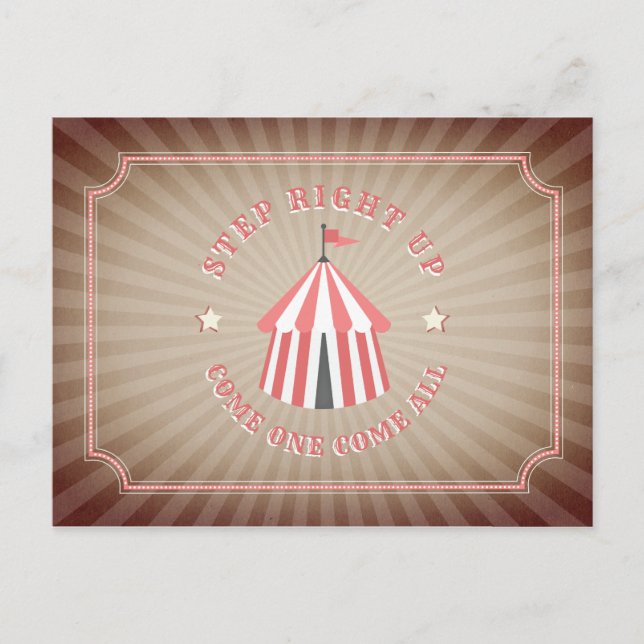 Postal De Invitación Vintage Inspiro Círculo Rosado Cumpleaños (Anverso)