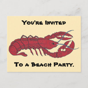 Postal De Invitación Vintage Lobster