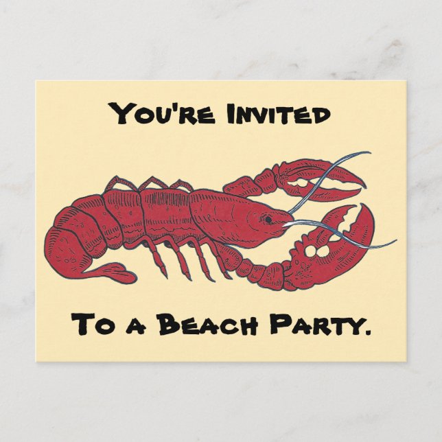 Postal De Invitación Vintage Lobster (Anverso)