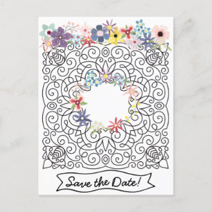 Postal De Invitación Vintage Save the Date Victorian Frame con Flores