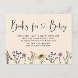 Postal De Invitación Vintage Wildflower Baby Shower Books Para El Bebé