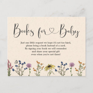 Postal De Invitación Vintage Wildflower Baby Shower Books Para El Bebé