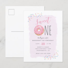 Postal De Invitación Violeta | Dulce de anillos rosados Dulce primer cu