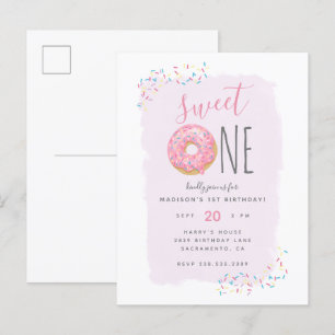 Postal De Invitación Violeta Dulce de anillos rosados Dulce primer cu
