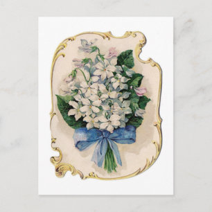 Postal De Invitación Violetas blancas vintage