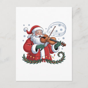 Postal De Invitación Violinista de Santa Violinista Música de Navidad X