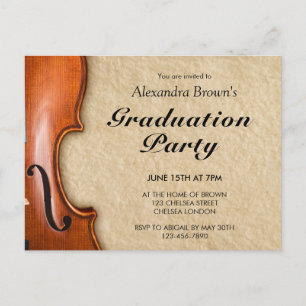 Postal De Invitación Violinista Músico Clásico Graduación