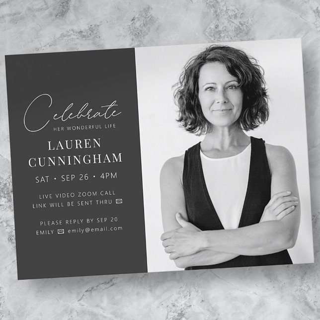 Postal De Invitación Virtual Celebra Su Vida Moderna Foto Simple (Subido por el creador)