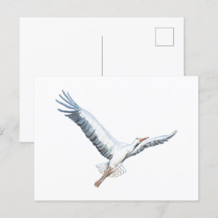 Postal De Invitación Volante de cigüeña blanca