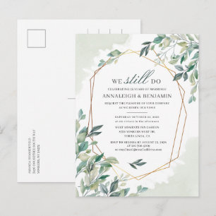 Postal De Invitación Vow Renovación Eucalyptus Greenery Boda Geométrica