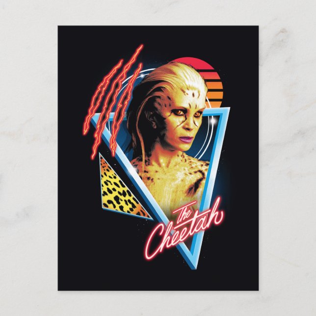Postal De Invitación W84 | El caracter Cheetah Retrowave (Anverso)